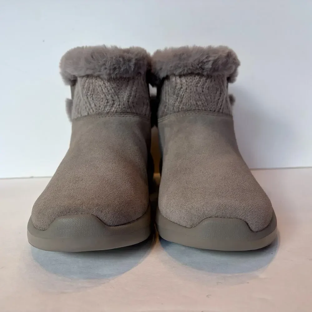 Skechers On-the-GO City Winter Gleam Water Repellent Dark Taupe Boots Women's 8